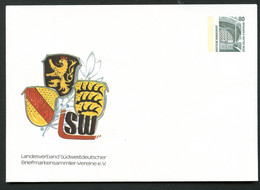 Bund PU288 B1/003 WAPPEN SÜDWESTDEUTSCHLAND 1988 - Privé Briefomslagen - Ongebruikt