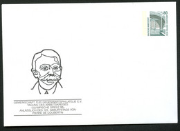 Bund PU288 C1/003-I PIERRE DE COUBERTIN 1988 - Enveloppes Privées - Neuves