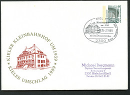 Bund PU288 C2/009 KLEINBAHNHOF KIEL Sost. 1989 - Enveloppes Privées - Oblitérées