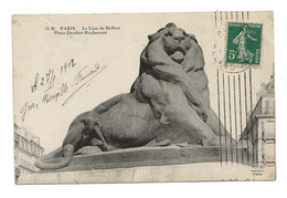 Paris Le Lion De Belfort Place Denfert-Rochereau écrite 1912 Lot CP 4-106 - Markten, Pleinen