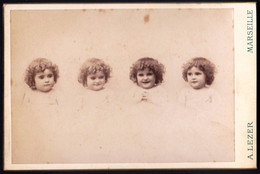 19ème - BELLE PHOTO MONTEE SURREALISME - 4 X MÊME FILLE - Photo LEZER MARSEILLE - SURREALISTIC PHOTO - 4 X SAME GIRL - Antiche (ante 1900)