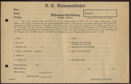~1933 Deutsches Reich Aufnahme-Erklärung N.S.Volkswohlfahrt - Documents Historiques