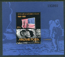 HUNGARY 1989 Moon Landing Anniversary Block MNH / **.  Michel Block 204 - Ungebraucht