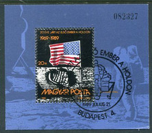 HUNGARY 1989 Moon Landing Anniversary Block Used.  Michel Block 204 - Blocks & Kleinbögen