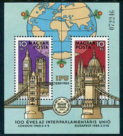 HUNGARY 1989 Inter-parliamentary Union Block MNH / **.  Michel Block 202 - Unused Stamps
