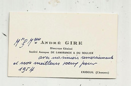 JC , Carte De Visite , Directeur Général S.A. De LAMIRANDE & Du SOULIER ,1954 ,16 ,Exideuil ,usine De Carton - Visiting Cards