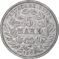 Monnaie, Allemagne, Ludwig II, 5 Mark, 1874, Uniface Reverse Die Trial, TTB+ - Ensayos & Reacuñaciones