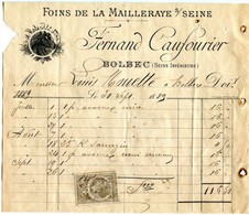 Bolbec(76); Facture F Caufourier, Foins De La Mailleraye Sur Seine 1889 - 1800 – 1899