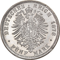 Monnaie, Allemagne, Friedrich II, 5 Mark, 1878, Uniface Reverse Die Trial, SUP - Essays & New Minting