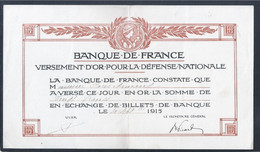 Document De 1915 De La Banque De France. 1ère Guerre Mondiale. 1915 Document From The Bank Of France. 1st World War. - 1917-1919 Army Treasury