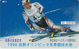 TC JAPON / 110-800537 - SPORT - JEUX OLYMPIQUES NAGANO - SKI - OLYMPIC GAMES JAPAN Free  Phonecard - Jeux Olympiques