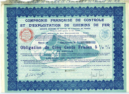 Compagnie Francaise De CONTROLE Et D'EXPLOITATION De CHEMINS De FER - Railway & Tramway