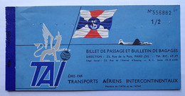 Billet D'avion TAI - Paris Bamako 1960 - Billet De Passage Et Bulletin De Bagage - Billetes