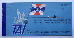 Billet D'avion TAI - Paris Bamako 1960 - Billet De Passage Et Bulletin De Bagage - Biglietti