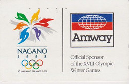 TC JAPON / 110-182330 - SPORT - JEUX OLYMPIQUES NAGANO ** SPENSOR AMWAY **  - OLYMPIC GAMES JAPAN Free Phonecard - Olympische Spelen