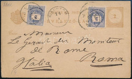 1885 2 X 2kr Díjkiegészítésű 2kr Díjjegyes Levelezőlap Olaszországba "JAAK" - Roma - Otros & Sin Clasificación