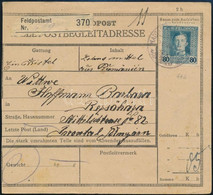 1918 Tábori Posta Csomagszállító 80h Bérmentesítéssel "HP 446" - Other & Unclassified