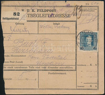 1918 Tábori Posta Csomagszállító 80H Bérmentesítéssel / Field Post Parcel Card With 80H Franking "FP 617 B - Other & Unclassified