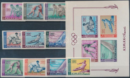 ** 1965 Tokiói Olimpia, 1964 Vágott Sor Mi 31 B-40 B + Blokk Mi 2 B - Autres & Non Classés