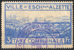 Luxembourg - Esch-sur-Alzette Esch Sur Alzette City Local Tax Revenue Stamp 3 Fr Factory Industry Church Cathedral - Steuermarken