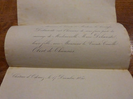 I29 Invitation Mariage 1850 Vicomte Camille Obert De Thieusies Marie Delacoste Chateau D'Odomez - Obituary Notices