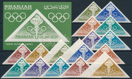 ** 1964 Tokiói Nyári Olimpia Fogazott és Vágott Sor + Blokk, Tokio Summer Olympics Perforated And Imperforated Set + Blo - Autres & Non Classés