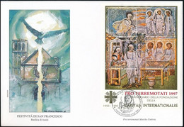 1997 Caritas Felülnyomott Blokk Mi 12 I FDC-n - Other & Unclassified