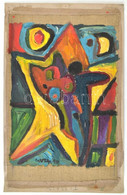 Csepeli Németh Miklós (1934-2012): Alakok, 1990. Olaj, Vászon, Jelzett. Kartonra Kasírozva. 38×23,5 Cm - Other & Unclassified