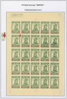 Velletje Van 25 N° 126 Plaat II Alle Zegels Postfris + Var. ,scharnier In De Hoeken Velletje, Keurmerk Op Zegel Nr. 21 - 1914-1915 Red Cross