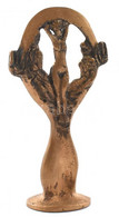 Varga Imre (1923-2019): Akt Fával, Bronz, Jelzett, M: 12 Cm - Other & Unclassified