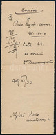 1927 Dr. Baumgartner Sándor Járási Tiszti Orvos, Igal, Kézzel írt Recept Copia Az Orvos Aláírásval, Nyíri Ede állatorvos - Non Classificati