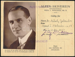 1933 Alpesi Síegyesület (Alpen-Skiverein) Fényképes Tagsági Kártyája - Non Classificati