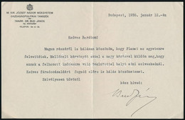 1935 Dr. Bud János (1880-1950), A Bethlen-kormány Miniszterének Aláírt Levele, A M. Kir. József Nádor Műegyetem Fejléces - Zonder Classificatie