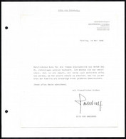 1996 Habsburg Ottó (1912-2011) Autográf Aláírása Fejléces Levélpapíron, Amelyben A 45. Házassági évfordulójukra Küldött  - Altri & Non Classificati