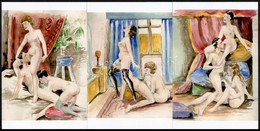 Cca 1930 Lányok Partiban, Erotikus Rajzok Egy Korabeli Festő Vázlatfüzetéből, 6 Db Fényképmásolat Mai Nagyításban, 10x15 - Altri & Non Classificati
