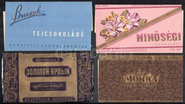 Cca 1960 Vegyes Csokoládé Papír Tétel, 4 Db, Közte 3 Db Magyar Is, 8,5x15,5 Cm és 8x14,5 Cm Közötti Méretben - Advertising