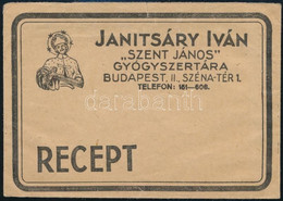 Janitsáry Iván "Szent János" Gyógyszertára Budapest Receptboríték - Advertising