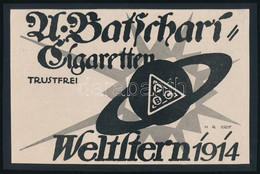 Cca 1914 'Batschari' és 'Waldorf Astoria' Cigaretta Reklámok, Német Nyelven, Kartonra Kasírozva, 14x22 Cm és 13,5x13,5 C - Advertising