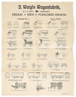 Cca 1900 J. Weigl's Wagenfabrik, K.u.K Hoflieferant, Preisblatt No.2, Waren-Wägen. Illusztrált Nagy Méretű Reklám Nyomta - Advertising