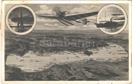 T3 1938 Balaton, Látkép Légi Távlatból, Hidroplán, Gőzhajó, Vitorlás, Térkép (EB) - Non Classificati