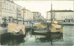 T2/T3 1906 Fiume, Rijeka; Via Del Lido / Port, Ships (EK) - Unclassified