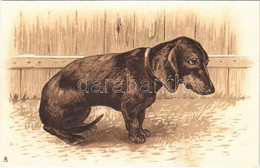 ** T1 Tacskó. Dombornyomott / Dachshund Dog. Raphael Tuck & Sons Art Series 1983. Emb. Litho - Ohne Zuordnung