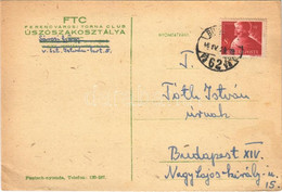 T2/T3 1948 FTC (Ferencvárosi Torna Club) Úszószakosztály Reklám. Hátoldalon Sárosi György Aláírása / Postcard Of FTC Hun - Non Classés
