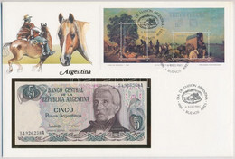 Argentína 1983-1984. 5P Felbélyegzett Borítékban, Bélyegzéssel T:I  Argentina 1983-1984. 5 Pesos In Envelope With Stamp  - Non Classificati