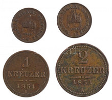 Vegyes: 1851B 1kr Cu + 1902KB 1kr Cu (2x) + Ausztria 1851A 2kr Cu T:2,2- - Unclassified