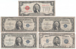 Amerikai Egyesült Államok 1946-1949. (1935C) 1$ (3x) + 5$ "Silver Certificate - Kisméretű" Kék Pecsét + 1946-1949 (1928F - Unclassified