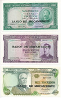 Mozambik 1961. 100E + 1967. 500E + 1972. 1000E Fekete "BANCO DE MOCAMBIQUE" Felülbélyegzéssel T:I,I- Mozambique 1961. 10 - Unclassified