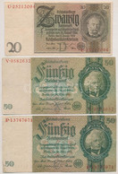 Német Birodalom 1929. 20M + 1933. 50M (2x) T:III German Empire 1929. 20 Reichsmark + 1933. 50 Reichsmark (2x) C:F Krause - Unclassified