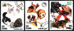 Cuba 2001 Mi 4345-4347 Cats And Dogs - Gebruikt