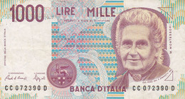 Italie - Billet De 1000 Lire - 3 Octobre 1990 - M. Montessori - P114a - 1000 Lire